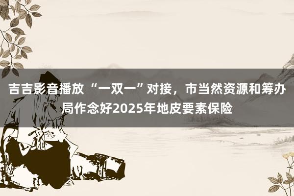 吉吉影音播放 “一双一”对接，市当然资源和筹办局作念好2025年地皮要素保险
