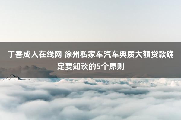 丁香成人在线网 徐州私家车汽车典质大额贷款确定要知谈的5个原则