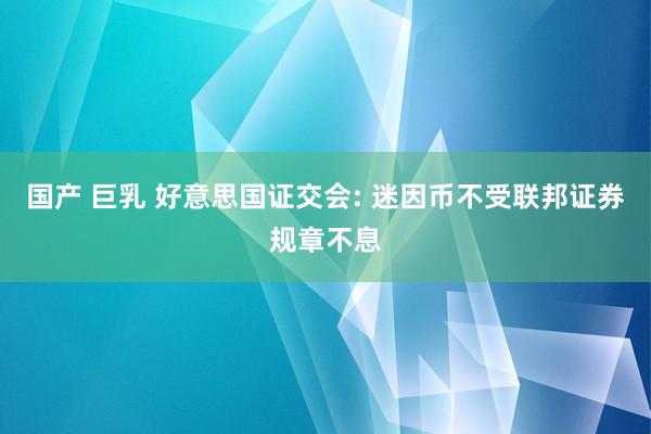 国产 巨乳 好意思国证交会: 迷因币不受联邦证券规章不息