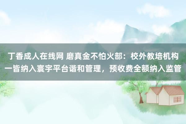 丁香成人在线网 磨真金不怕火部：校外教培机构一皆纳入寰宇平台谐和管理，预收费全额纳入监管